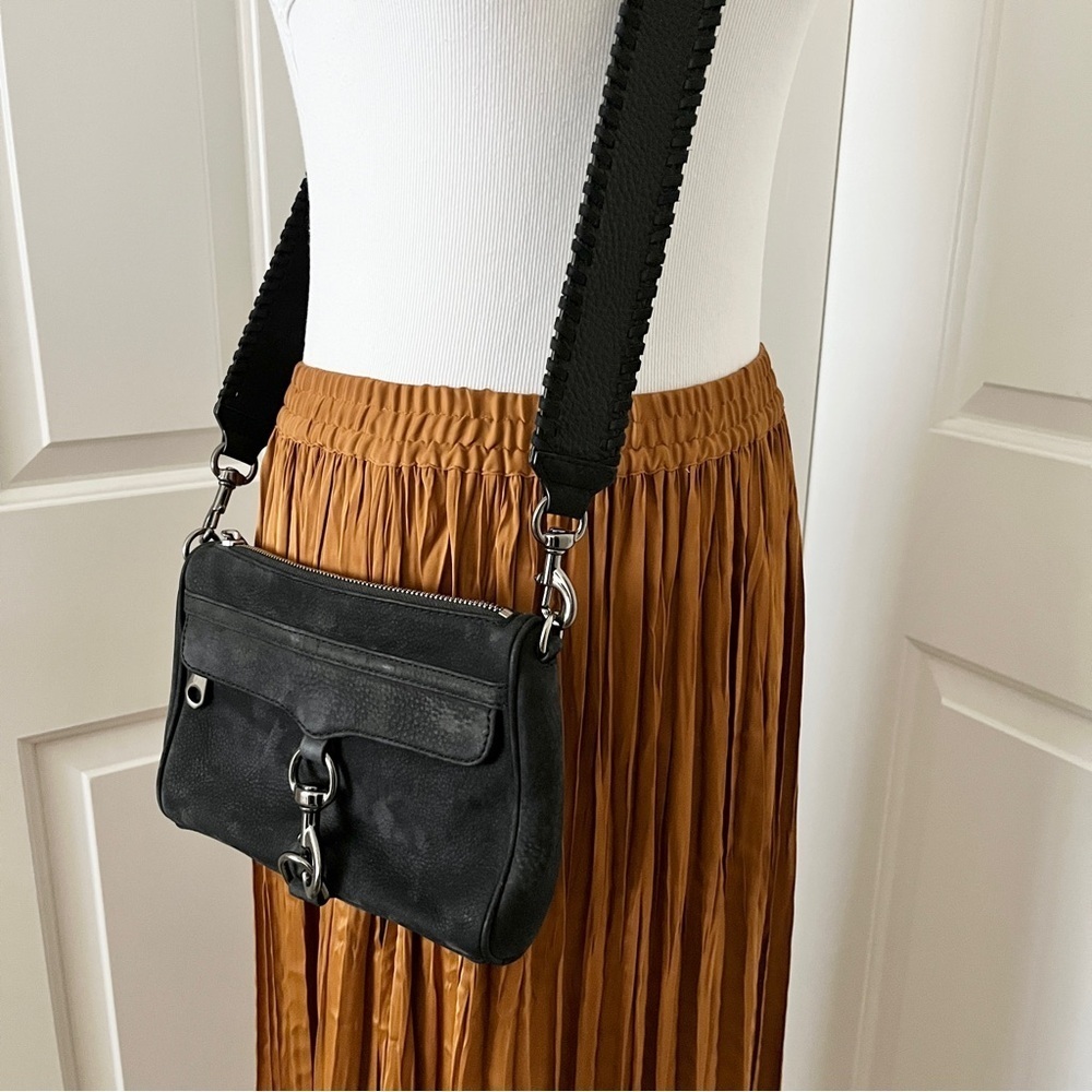 Rebecca Minkoff Mini M.A.C. Black Suede Crossbody Custom Boho Strap Rare